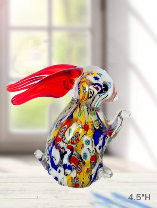 Glass Rabbit with Flowers